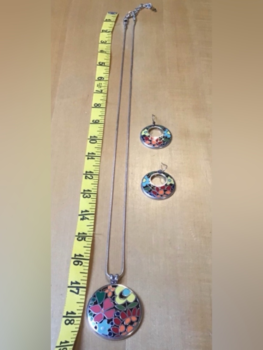 Brighton Multicolor Floral Enamel Pendant Necklace - Silver Chain
